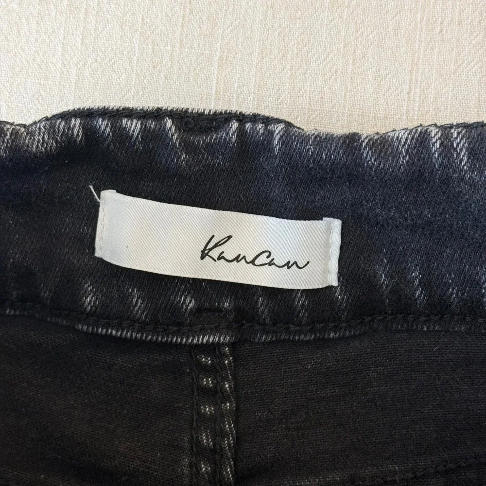 KanCan Amirah Ultra High Rise Flare Jeans 15/31 Black Acid Wash Y2K